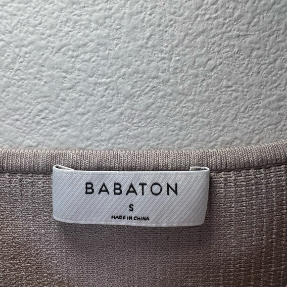 Aritzia Babaton Women's Sculpt Knit Squareneck Ribbed Cropped Tank Tan Top Small - Picture 4 of 7